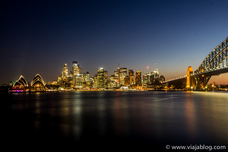 Sidney Opera House, CBD, Puente al anochecer, Australia