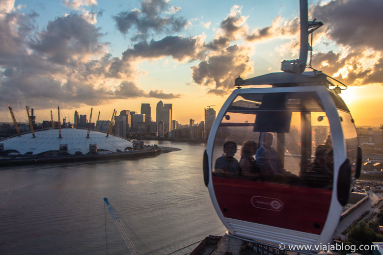 O2 y Canary Wharf desde Emirates Air Line, Londres