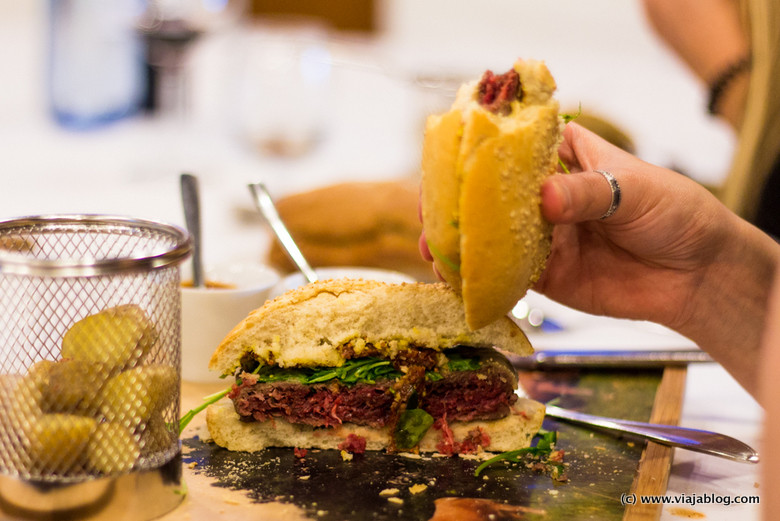 Hamburguesa Carne Buey, el Llagar de Colloto, Asturias