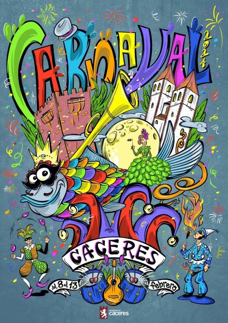 Cartel del Carnaval de Cáceres 2024